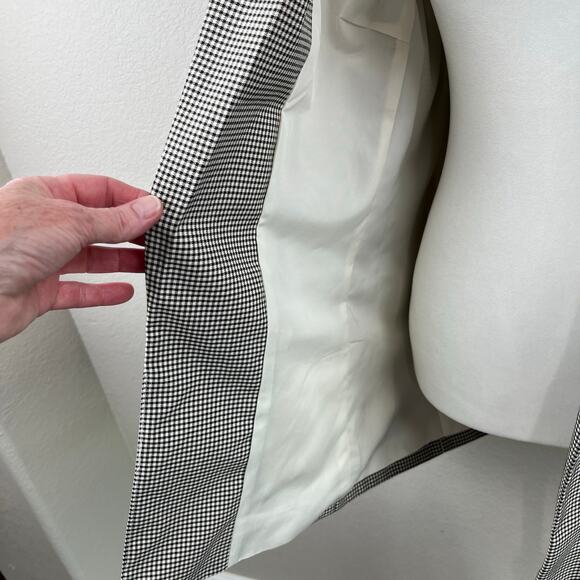 H&M Black Plaid Peak Lapel Open Front Light Blazer Jacket Oversized Small NWT - Picture 7 of 14